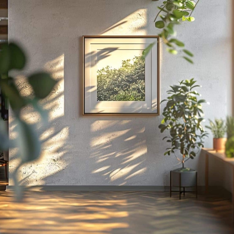 room with plants and large wall of windows